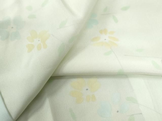 平和屋着物 長襦袢 無双仕立て 霞草花文 暈し染め 半衿刺繍 正絹 yc