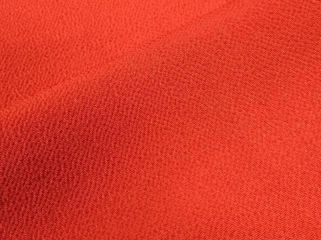 平和屋着物○小振袖 二尺袖 色無地 深緋色 鬼しぼ縮緬 正絹 逸品