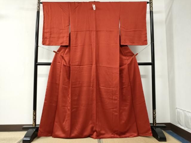 平和屋着物 上質な色無地 深緋色 正絹 yc