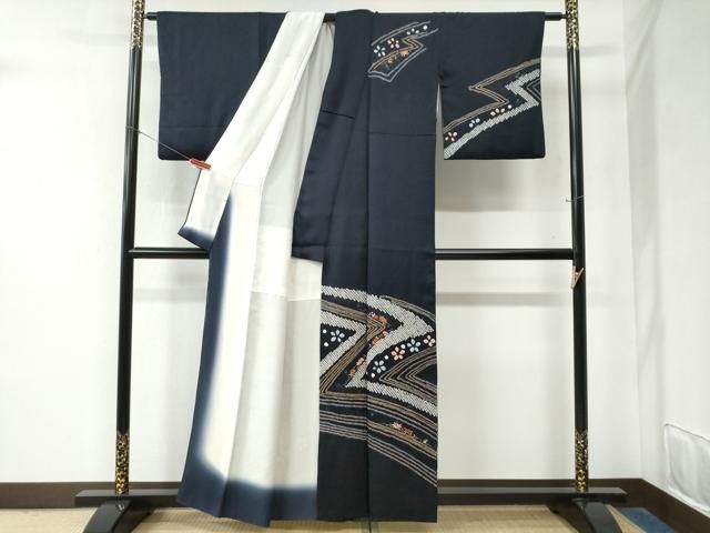 平和屋着物 訪問着 絞り 刺繍 吉祥舞花文 金糸 正絹 yc