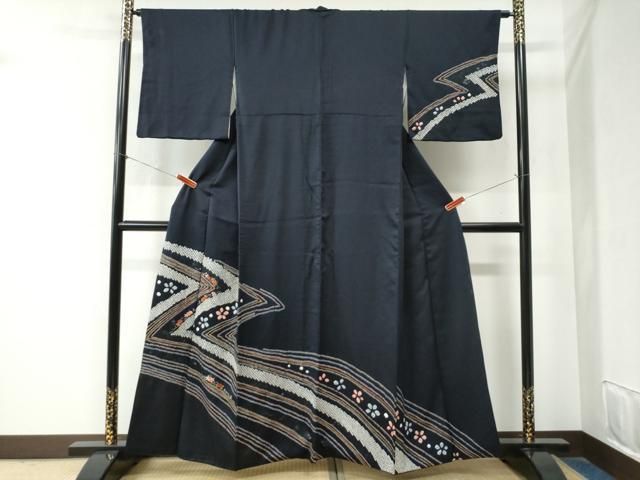 平和屋着物 訪問着 絞り 刺繍 吉祥舞花文 金糸 正絹 yc