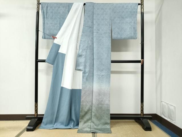 平和屋着物 色留訪問着 総絞り 霞文 暈し染め ロング丈 正絹 yc