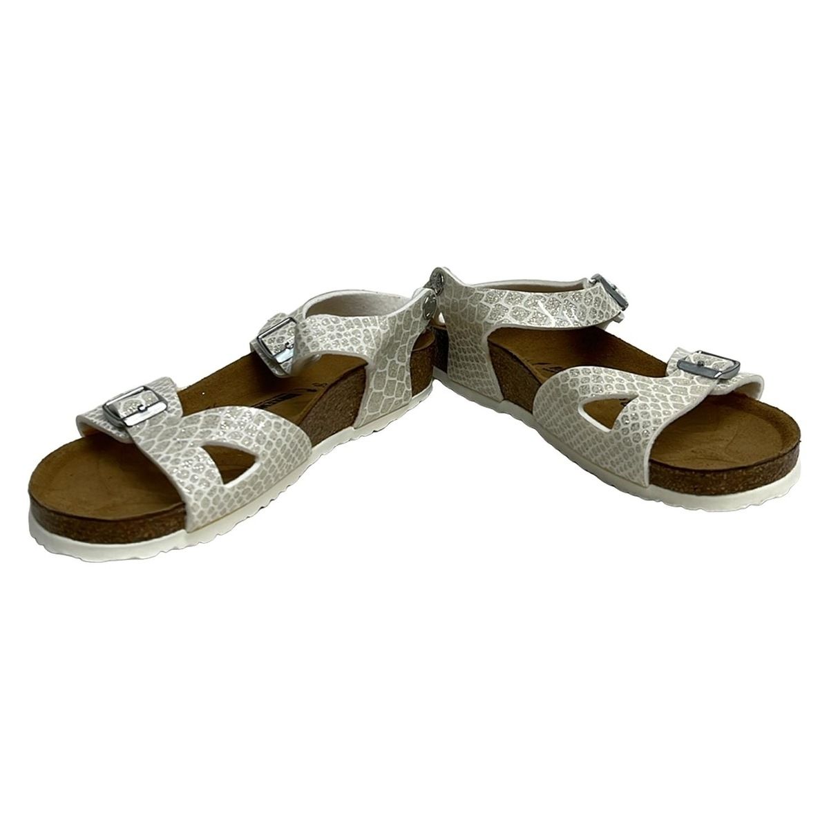 BIRKEN STOCK ビルケンシュトック サンダル 22 レディース - シルバー×白