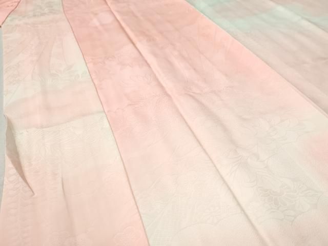 袷 雲取り草花地紋