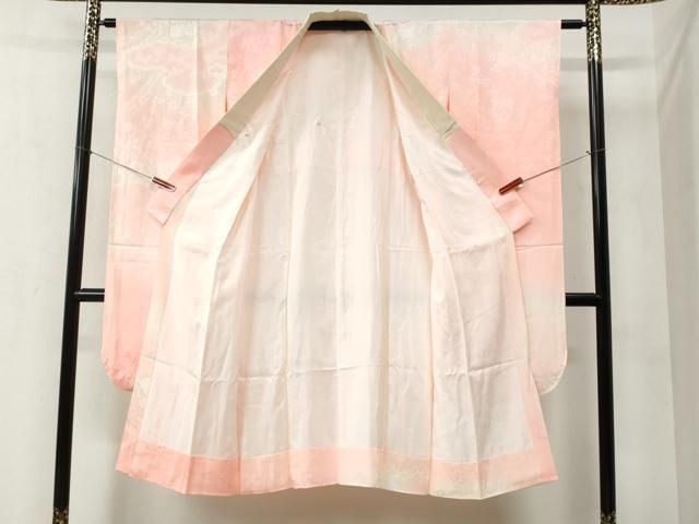  平和屋着物 振袖用長襦袢 袷 雲取り草花地紋 暈し染め 正絹 yc 長襦袢 長襦袢 半襦袢