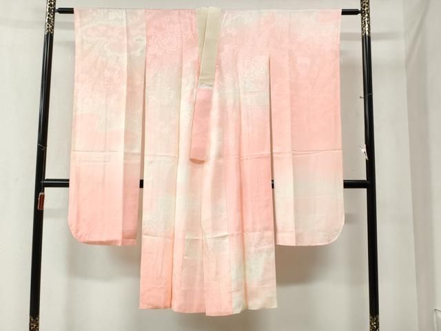 平和屋着物 振袖用長襦袢 袷 雲取り草花地紋 暈し染め 正絹 yc