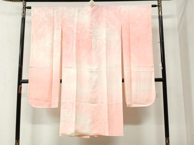 平和屋着物 振袖用長襦袢 袷 雲取り草花地紋 暈し染め 正絹 yc