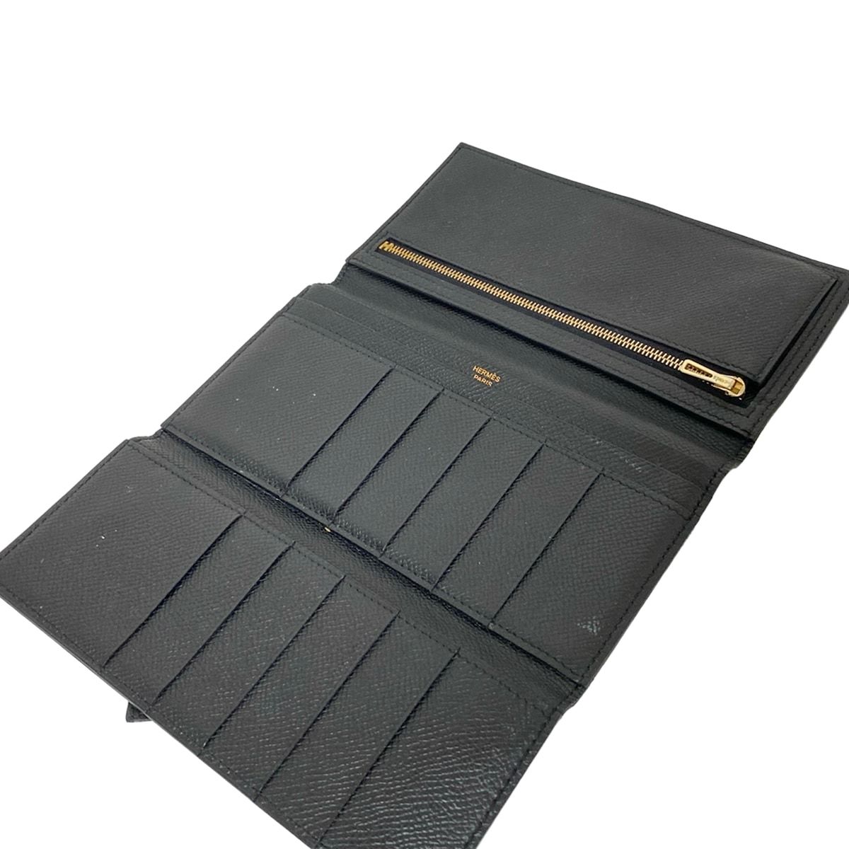  HERMES エルメス 長財布 ベアンデュプリ 黒 金具 ゴールド金具 その他 小物