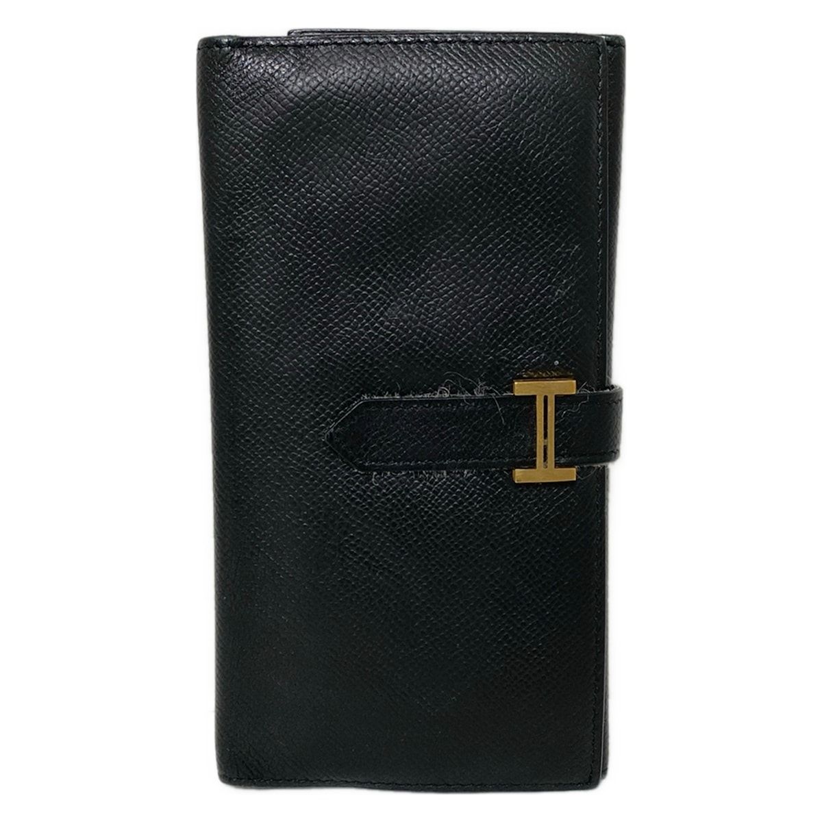 HERMES エルメス 長財布 ベアンデュプリ 黒 金具 ゴールド金具