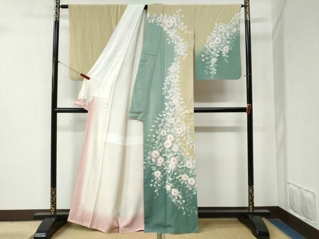 平和屋着物 訪問着 辻が花 絞り 暈し染め 正絹 yc