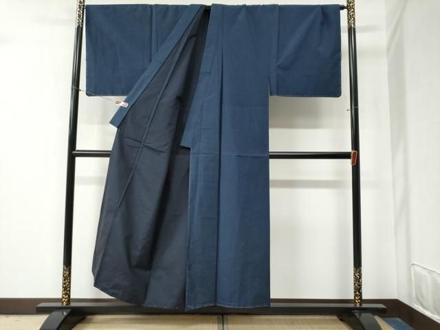 平和屋着物○男性 本場大島紬 格子 キングサイズ 正絹 逸品 未使用