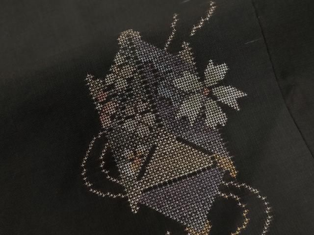  平和屋着物 本場大島紬 9マルキ 地空き 糸巻き舞桜文 正絹 yc 長襦袢 長襦袢 半襦袢