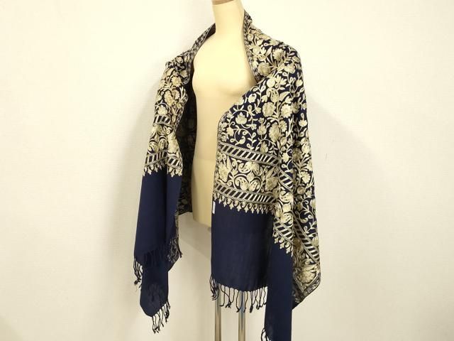 平和屋着物○和装小物 OKAJIMA 岡重謹製 ショール ストール インド刺繍