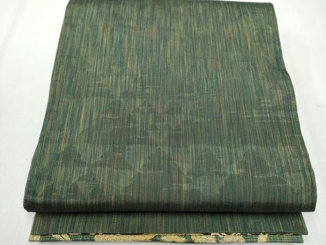 平和屋着物 両面 六通柄袋帯 色紙重ね草花文 金糸 正絹 hy