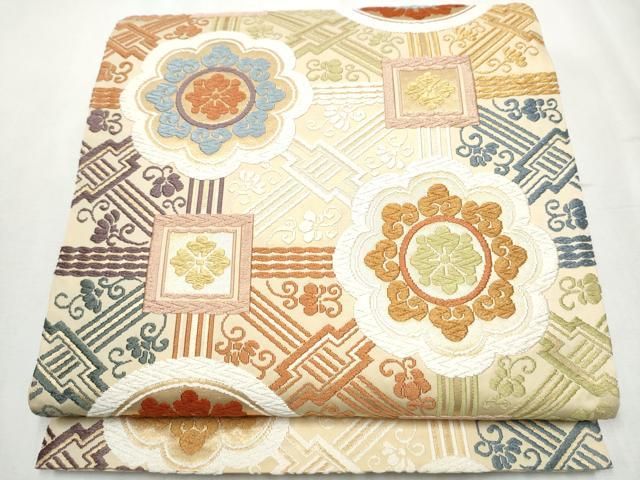 平和屋着物 六通柄袋帯 唐織 花丸文 金糸 正絹 hy