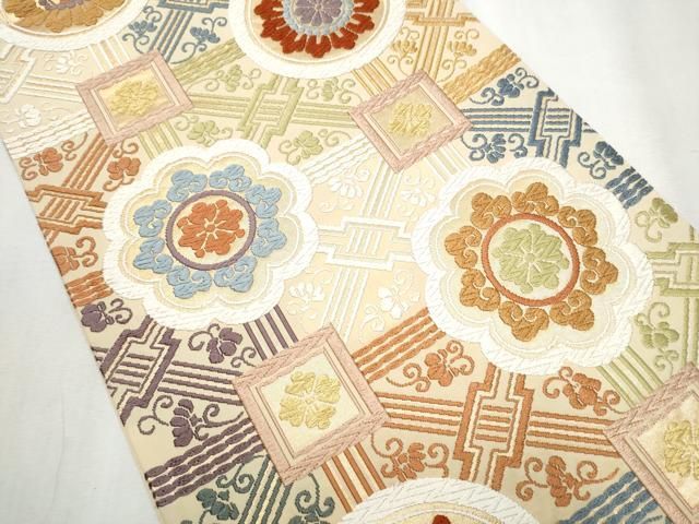 平和屋着物 六通柄袋帯 唐織 花丸文 金糸 正絹 hy