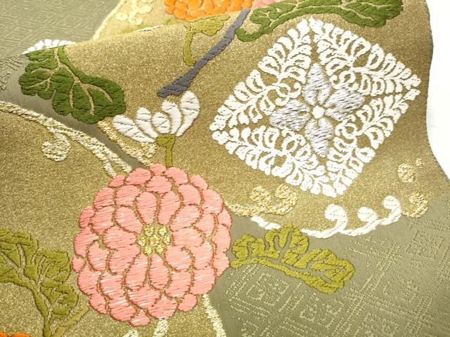  平和屋着物 六通柄袋帯 五百重唐織 絹浮織 紅花染 枝花文 本金箔 正絹 hy 袋帯 帯