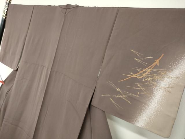 平和屋着物○訪問着 刺繍 敷松葉文 暈し染め 反端付き 正絹 逸品