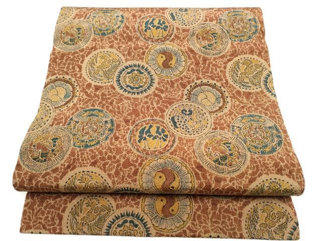 平和屋着物 つけ帯 型染め 動物丸文 鬼しぼ縮緬 正絹 hy