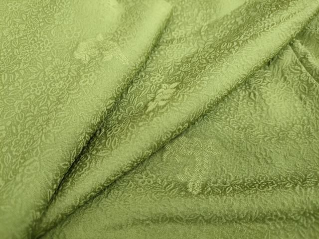 平和屋着物 上質な色無地 草花地紋 草色 さが美扱い 正絹 ud