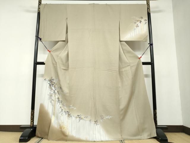 平和屋着物 訪問着 枝葉文 暈し染め 金銀彩 正絹 ud