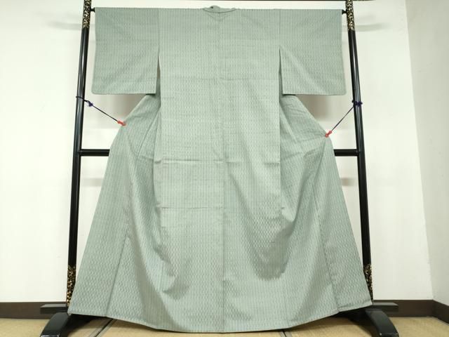 平和屋着物 上質な紬 市松綾織 変わり格子文 正絹 ud