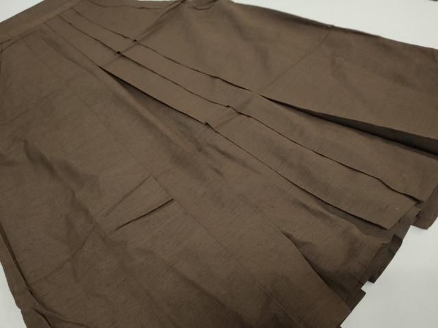 平和屋着物 男性 馬乗り袴 紬地 赤墨色 正絹 ud