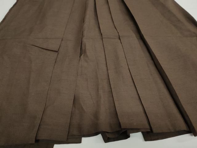 平和屋着物 男性 馬乗り袴 紬地 赤墨色 正絹 ud