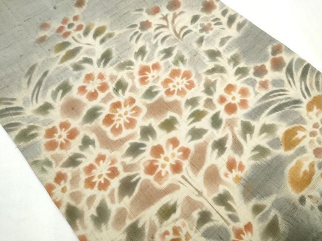 平和屋着物 内田陽一郎 太鼓柄袋帯 紬地 枝花文 正絹 hy