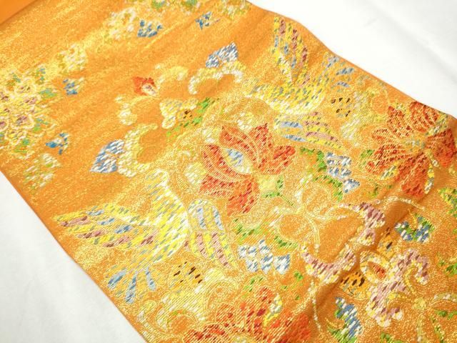 向かい鳥花文 金糸