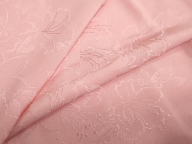 平和屋着物 上質な色無地 草花地紋 薄紅色 正絹 ud