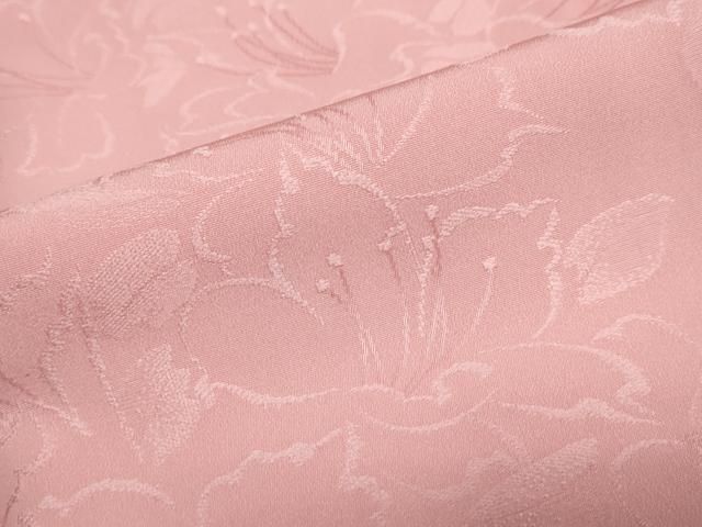  平和屋着物 上質な色無地 草花地紋 薄紅色 正絹 ud 色無地 着物