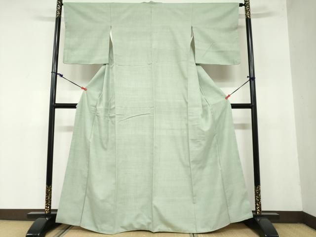 平和屋着物 本場結城紬 重要無形文化財 若葉色 正絹 ud