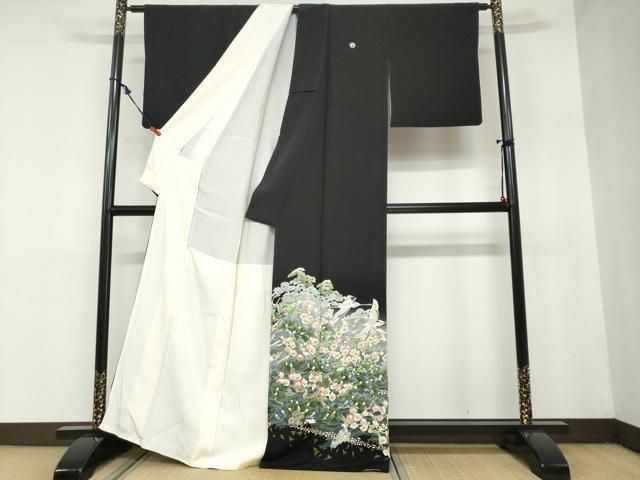 平和屋着物 本加賀友禅作家 吉村伊佐子 黒留袖 流水飛鶴樹林文 暈し染め 正絹 ud