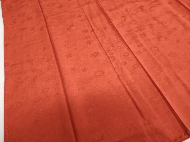  平和屋着物 上質な色無地 流水草花籬地紋 紅海老茶色 正絹 ud 色無地 着物