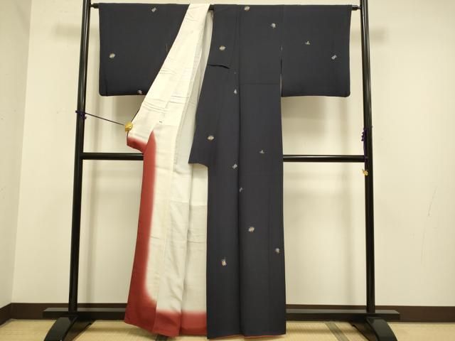  平和屋着物 上質な小紋 総刺繍 宝尽くし吉祥文 金糸 正絹 du 小紋 着物