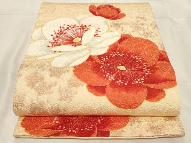 平和屋着物 九寸開き名古屋帯 舞梅文 正絹 dy