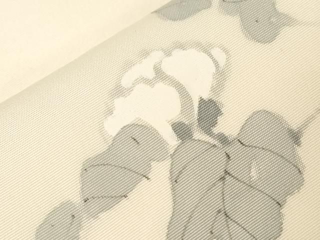 平和屋着物○塩瀬 九寸開き名古屋帯 手描き 草花文 正絹 逸品