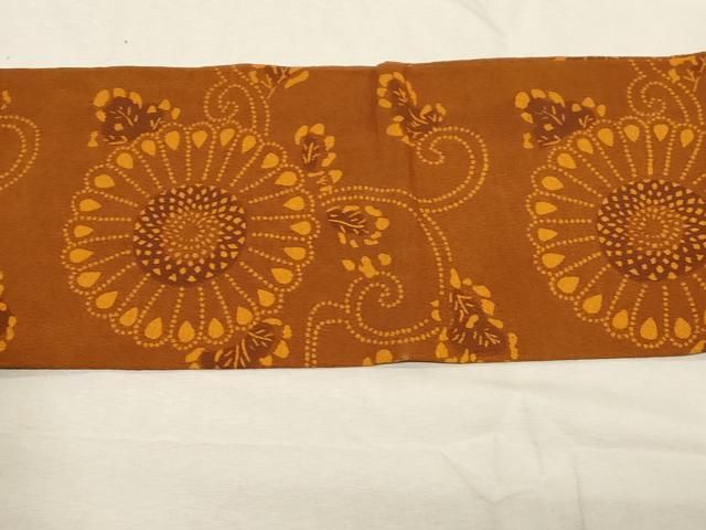  平和屋着物 九寸名古屋帯 型染め 花唐草文 正絹 dy 名古屋帯 帯