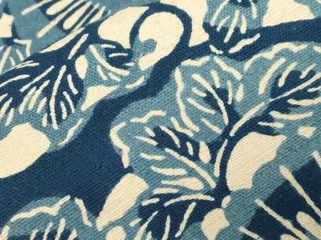  平和屋着物 八寸名古屋帯 紬地 藍 型染め 草花文 綿 dy 名古屋帯 帯