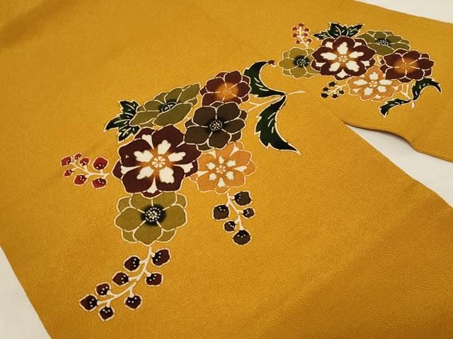平和屋着物 九寸名古屋帯 型染め 草花文 金彩 鬼しぼ縮緬 正絹 dy