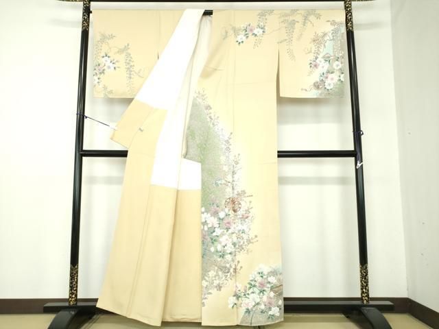 平和屋着物 訪問着 刺繍 楽器花文 暈し染め 金彩 正絹 ps