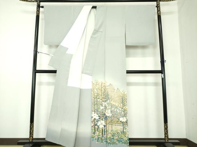 平和屋着物 京加賀友禅 松本健一 色留袖 花鳥風景 水芭蕉 暈し染め 正絹 ps