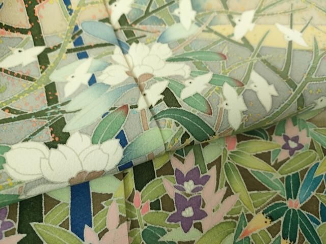  平和屋着物 京加賀友禅 松本健一 色留袖 花鳥風景 水芭蕉 暈し染め 正絹 ps 黒留袖 着物