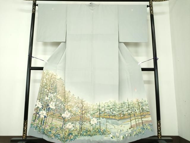 平和屋着物 京加賀友禅 松本健一 色留袖 花鳥風景 水芭蕉 暈し染め 正絹 ps