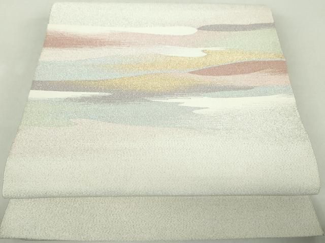 平和屋着物 名門 安田綴れ 爪掻き本綴れ 八寸名古屋帯 雲流ガスミ 金銀糸 保証書 共 き 正絹 ps