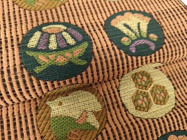 平和屋着物●本場筑前博多織　八寸名古屋帯　花鳥丸文　共箱付き　正絹　逸品　DABA1583ps 平和屋着物○本場筑前博多織 八寸名古屋帯 花鳥丸文 共箱付き 正絹