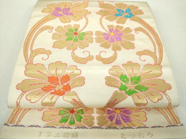 平和屋着物○龍村美術織物 たつむら 六通柄 本袋帯 丁字立粋錦 金糸 共