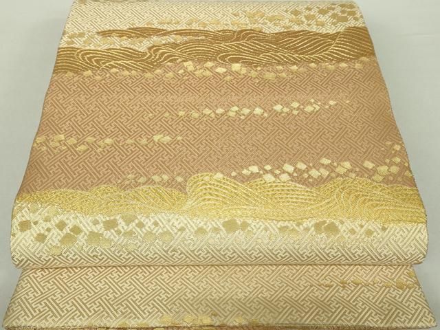 平和屋着物 本場筑前博多織 草木染 手織工房 染匠 小森久 両面 全通柄袋帯 本草木染 たとう紙 共 き 正絹 ps