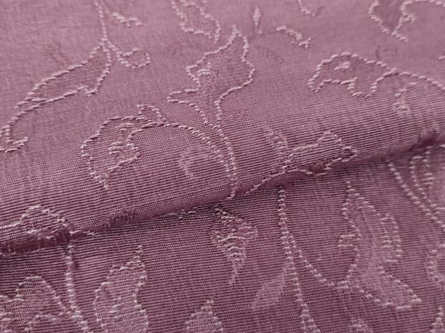  平和屋着物 上質な色無地 お召縮緬 唐草地紋 古代紫色 正絹 ps 色無地 着物